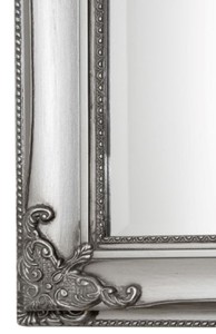 Casa Padrino Barock Standspiegel Silber 50 x H. 180 cm - Handgefertigter Spiegel mit Holzrahmen & wunderschönen Verzierungen