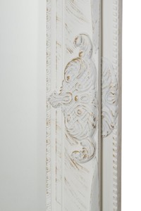 Casa Padrino Barock Standspiegel Weiß / Gold 50 x H. 180 cm - Handgefertigter Spiegel mit Holzrahmen & wunderschönen Verzierungen
