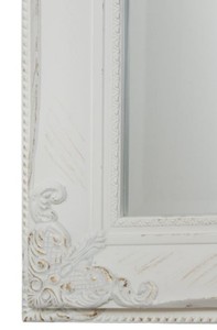 Casa Padrino Barock Standspiegel Weiß / Gold 50 x H. 180 cm - Handgefertigter Spiegel mit Holzrahmen & wunderschönen Verzierungen