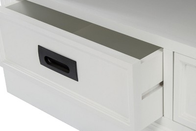Casa Padrino Landhausstil Fernsehschrank Weiß / Braun 99 x 40 x H. 51 cm - Handgefertigter Wohnzimmer TV Schrank im Landhausstil