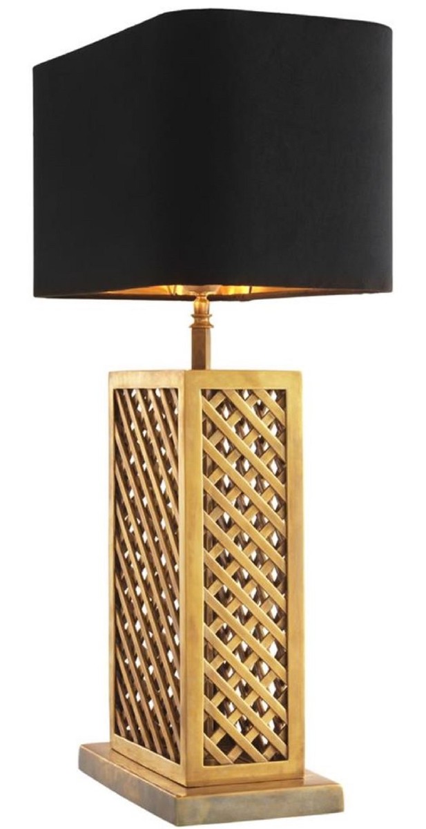 Casa Padrino lámpara de mesa de lujo latón vintage / negro 46 x 22 x H. 72 cm - Calidad de Lujo