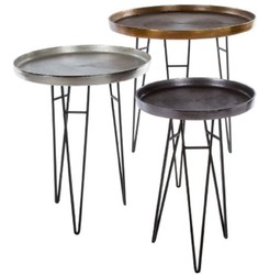 Casa Padrino ensemble de table d'appoint de luxe bronze / argent / gris Ø 50 x H. 60 cm - Tables d'Appoint Rondes en Métal Casa Padrino ensemble de table d'appoint de luxe bronze / argent / gris Ø 50 x H. 60 cm - Tables d'Appoint Rondes en Métal