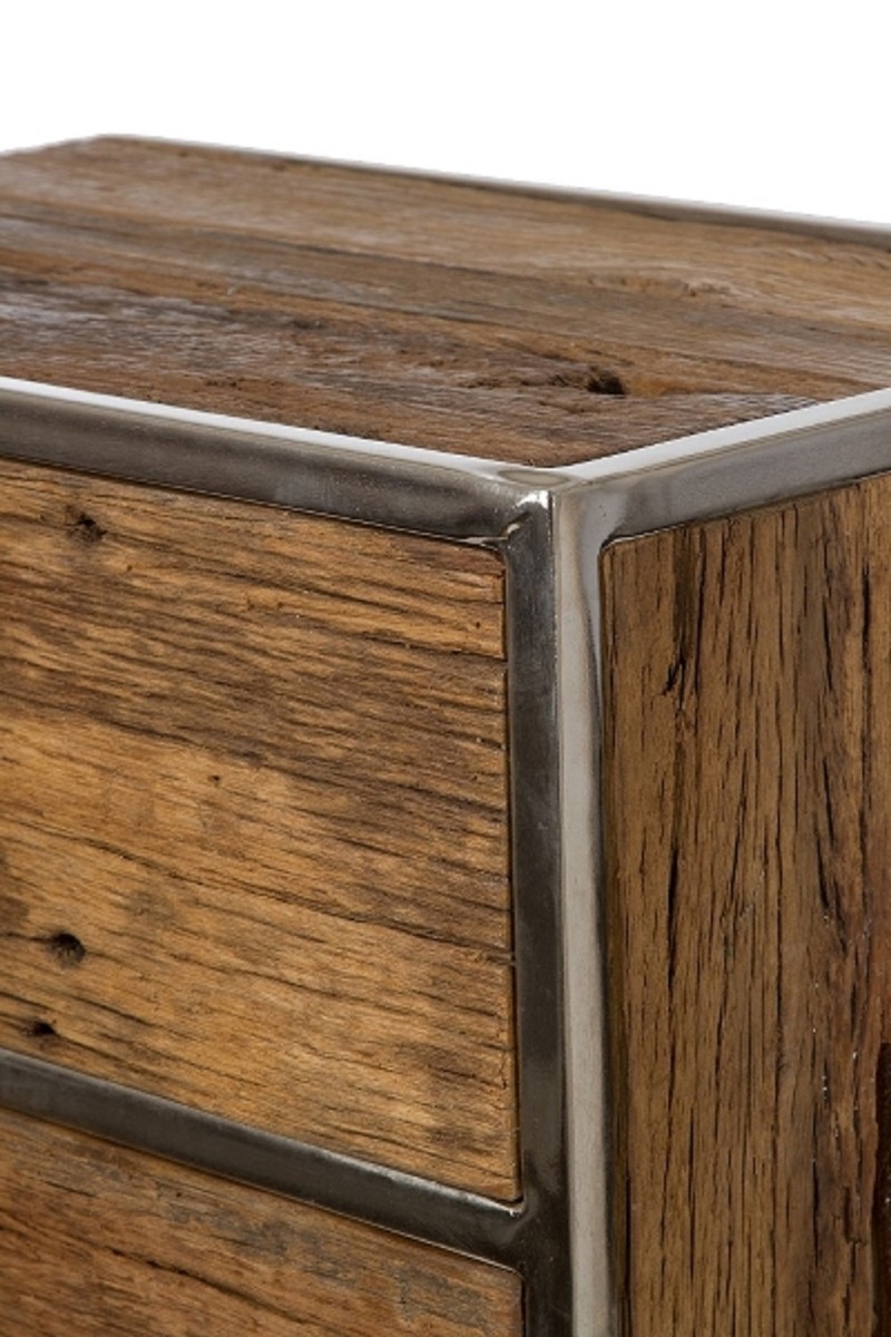Casa Padrino luxury dresser with 5 drawers brown / silver 60 x 40 x H. 110 cm - Luxury Furniture Casa Padrino luxury dresser with 5 drawers brown / silver 60 x 40 x H. 110 cm - Luxury Furniture