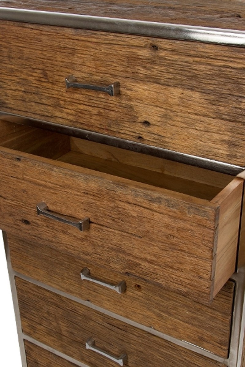 Casa Padrino luxury dresser with 5 drawers brown / silver 60 x 40 x H. 110 cm - Luxury Furniture Casa Padrino luxury dresser with 5 drawers brown / silver 60 x 40 x H. 110 cm - Luxury Furniture