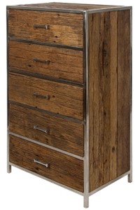 Casa Padrino Luxus Kommode mit 5 Schubladen Braun / Silber 60 x 40 x H. 110 cm - Luxus Möbel
