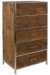 Casa Padrino commode luxe à 5 tiroirs brun / argent 60 x 40 x H. 110 cm - Mobilier de Luxe
