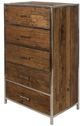 Casa Padrino commode luxe à 5 tiroirs brun / argent 60 x 40 x H. 110 cm - Mobilier de Luxe
