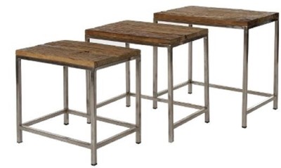 Casa Padrino Luxus Beistelltisch Set Braun / Silber 45 x 30 x H. 45 cm - Beistelltische mit Metall Untergestell