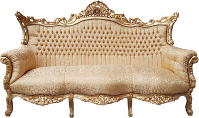 Divano a tre posti Casa Padrino Baroque Gold Pattern / Gold - Soggiorno divano salotto Divano a tre posti Casa Padrino Baroque Gold Pattern / Gold - Soggiorno divano salotto