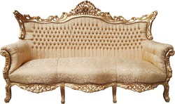 Casa Padrino Baroque 3 seater sofa Gold Pattern / Gold - Living room furniture couch lounge Casa Padrino Baroque 3 seater sofa Gold Pattern / Gold - Living room furniture couch lounge