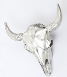 Casa Padrino lámpara de pared de diseño cabeza de toro plata 66 x 12 x H. 54 cm - Lámpara de Pared Decorativa de Aluminio