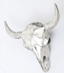 Casa Padrino applique murale design tête de taureau argent 66 x 12 x H. 54 cm - Applique Murale Décorative en Aluminium