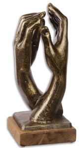 Casa Padrino escultura de hierro fundido de diseñador manos oro antiguo / negro / natural 17,4 x 18,4 x H. 39,9 cm - Objeto de Decoración de Lujo