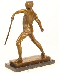 Casa Padrino scultura in bronzo di lusso schermitore oro / bronzo / nero 21,5 x 9,5 x H. 31 cm - Figura in Bronzo