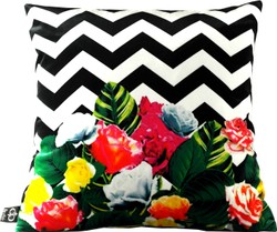 Casa Padrino Luxus Kissen Schwarz Weiß Blumen Muster Bunt Samtstoff Weich Luxuskissen Dekokissen Wohnzimmer Kissen Cushion Luxury Casa Padrino Luxus Kissen Schwarz Weiß Blumen Muster Bunt Samtstoff Weich Luxuskissen Dekokissen Wohnzimmer Kissen Cushion Luxury