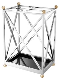 Casa Padrino porte-parapluie de luxe argent / laiton / noir 41,5 x 26,5 x H. 58 cm - Accessoires de Luxe