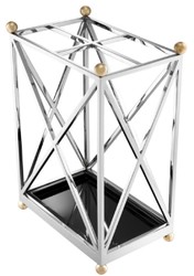 Casa Padrino porte-parapluie de luxe argent / laiton / noir 41,5 x 26,5 x H. 58 cm - Accessoires de Luxe