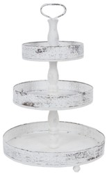 Casa Padrino etagere de style campagnard 3 niveaux Shabby Chic blanc antique Ø 40 x H. 66 cm - Accessoires Gastronomie