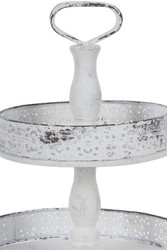 Casa Padrino etagere de style campagnard 3 niveaux Shabby Chic blanc antique Ø 40 x H. 66 cm - Accessoires Gastronomie