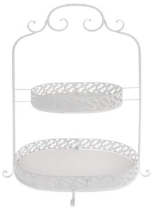 Casa Padrino etagere de estilo campestre de 2 niveles blanco 46 x 30 x H. 64 cm - Accesorios de Gastronomía