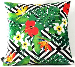 Casa Padrino Almohada de Lujo Miami Flores Negro / Blanco / Multicolor 45 x 45 cm - Terciopelo Fino - Sala de Estar Almohada Decorativa Casa Padrino Almohada de Lujo Miami Flores Negro / Blanco / Multicolor 45 x 45 cm - Terciopelo Fino - Sala de Estar Almohada Decorativa
