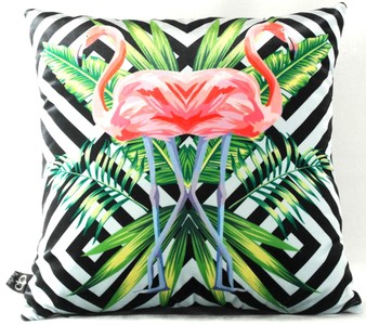 Casa Padrino Luxury Decorative Pillow Florida Flamingos Multicolor 45 x 45 cm - Finest Velvet Fabric - Decorative Living Room Cushion Casa Padrino Luxury Decorative Pillow Florida Flamingos Multicolor 45 x 45 cm - Finest Velvet Fabric - Decorative Living Room Cushion