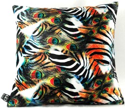 Casa Padrino Luxury Pillow Africa Safari Multicolor 45 x 45 cm - Elegant Decorative Cushion Made From The Finest Velvet Fabric