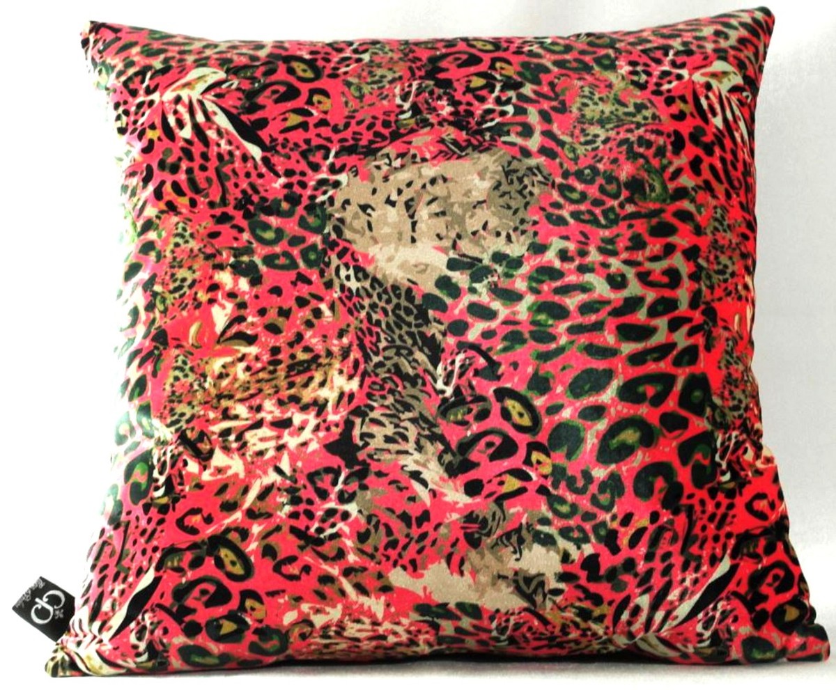 Casa Padrino Almohada Decorativo de la Sala de Estar de Lujo Kansas Leo Multicolor 45 x 45 cm - Tejido de Terciopelo Más Fino - Colección de Lujo Casa Padrino Almohada Decorativo de la Sala de Estar de Lujo Kansas Leo Multicolor 45 x 45 cm - Tejido de Terciopelo Más Fino - Colección de Lujo