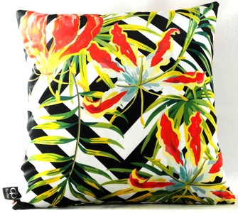 Casa Padrino Cuscino Decorativo di Lusso Piante di Detroit Multicolore 45 x 45 cm - Tessuto di Velluto Pregiato - Cuscino del Soggiorno