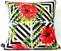 Casa Padrino Almohada Decorativo de Lujo Flores de Pittsburgh Multicolor 45 x 45 cm - Tejido de Terciopelo Más Fino - Almohada del Salón