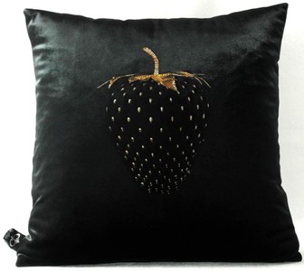 Casa Padrino Cuscino Decorativo di Lusso con Pietre Scintillanti Bling Bling Nero / Oro 45 x 45 cm - Tessuto in Velluto Finissimo - Accessori di Decorazione di Lusso