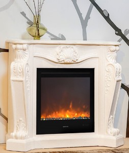Casa Padrino luxury Art Nouveau fireplace with LED fireplace insert cream white 118 x 43 x H. 111 cm - Luxury Electric Fireplace