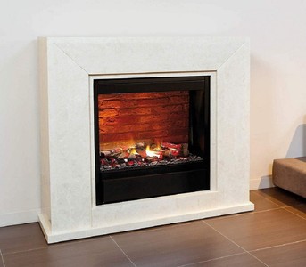 Casa Padrino luxury fireplace with LED fireplace insert cream white 119.5 x 33.5 x H. 101.5 cm - Luxury electric fireplace with remote control