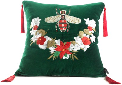 Casa Padrino almohada de lujo con borlas abeja verde / multicolor 45 x 45 cm - Tejido de Terciopelo Más Fino - Accesorios de Decoración de Lujo Casa Padrino almohada de lujo con borlas abeja verde / multicolor 45 x 45 cm - Tejido de Terciopelo Más Fino - Accesorios de Decoración de Lujo