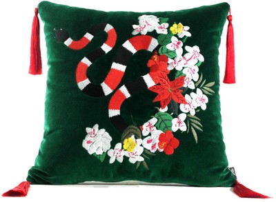 Casa Padrino almohada de lujo con borlas serpiente verde / multicolor 45 x 45 cm - Tejido de Terciopelo Más Fino - Calidad de Lujo Casa Padrino almohada de lujo con borlas serpiente verde / multicolor 45 x 45 cm - Tejido de Terciopelo Más Fino - Calidad de Lujo