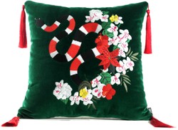 Casa Padrino cuscino di lusso con nappe serpente verde / multicolore 45 x 45 cm - Tessuto in Velluto Finissimo - Qualità di Lusso Casa Padrino cuscino di lusso con nappe serpente verde / multicolore 45 x 45 cm - Tessuto in Velluto Finissimo - Qualità di Lusso