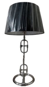 Casa Padrino designer table lamp silver / black Ø 25 x H. 58 cm - Luxury Lamp with Round Lampshade