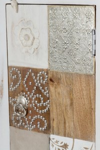 Casa Padrino Landhausstil Shabby Chic Kommode Antik Weiß / Mehrfarbig 40 x 32 x H. 90 cm - Kleiner Landhausstil Schrank mit Tür 
