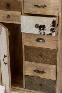 Casa Padrino Landhausstil Kommode Naturfarben / Mehrfarbig 55 x 30 x H. 110 cm - Landhausstil Schrank mit Tür und 11 Schubladen
