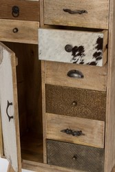 Casa Padrino commode style campagnard naturel / multicolore 55 x 30 x H. 110 cm - Meuble de Style Campagnard avec Porte et 11 Tiroirs