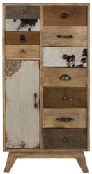 Casa Padrino commode style campagnard naturel / multicolore 55 x 30 x H. 110 cm - Meuble de Style Campagnard avec Porte et 11 Tiroirs