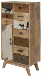 Casa Padrino commode style campagnard naturel / multicolore 55 x 30 x H. 110 cm - Meuble de Style Campagnard avec Porte et 11 Tiroirs