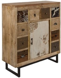 Casa Padrino buffet de style campagnard avec porte et 10 tiroirs naturel / multicolore 85 x 32 x H. 103 cm - Mobilier de Salon de Style Campagnard
