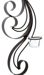 Casa Padrino titular de luces de té de diseño negro 16 x 9 x H. 74 cm - Decoración de Pared de Metal con Titular de Luces de Té de Vidrio