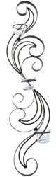 Casa Padrino titular de luces de té de diseño negro 16 x 9 x H. 74 cm - Decoración de Pared de Metal con Titular de Luces de Té de Vidrio