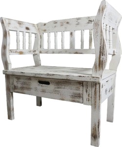 Casa Padrino banc de style campagnard avec tiroir blanc antique / brun 80 x 44 x H. 80 cm - Mobilier de Style Campagnard Casa Padrino banc de style campagnard avec tiroir blanc antique / brun 80 x 44 x H. 80 cm - Mobilier de Style Campagnard