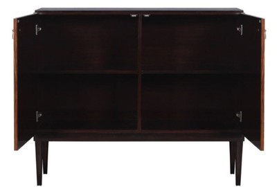 Casa Padrino Luxus Wohnzimmerschrank mit 2 Türen Braun / Dunkelbraun / Schwarz 125 x 42 x H. 107 cm - Luxus Wohnzimmermöbel