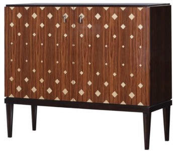 Casa Padrino Luxus Wohnzimmerschrank mit 2 Türen Braun / Dunkelbraun / Schwarz 125 x 42 x H. 107 cm - Luxus Wohnzimmermöbel