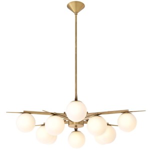 Casa Padrino Luxus Kronleuchter Antik Messingfarben / Weiß Ø 90 x H. 20 cm - Luxus Möbel