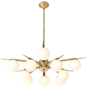 Casa Padrino Luxus Kronleuchter Antik Messingfarben / Weiß Ø 90 x H. 20 cm - Luxus Möbel